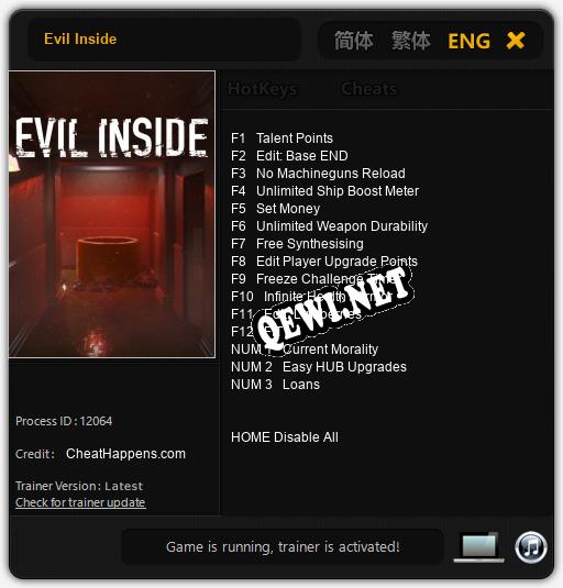 Трейнер для Evil Inside [v1.0.4]