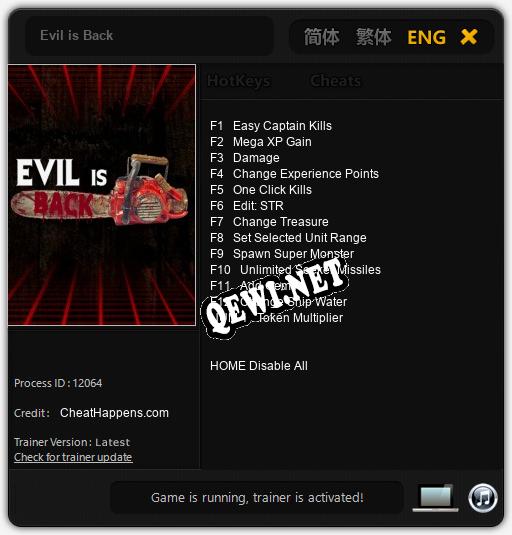 Evil is Back: ТРЕЙНЕР И ЧИТЫ (V1.0.19)