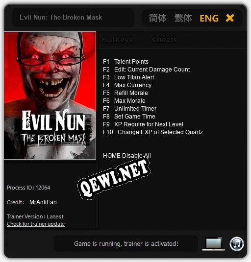 Трейнер для Evil Nun: The Broken Mask [v1.0.3]