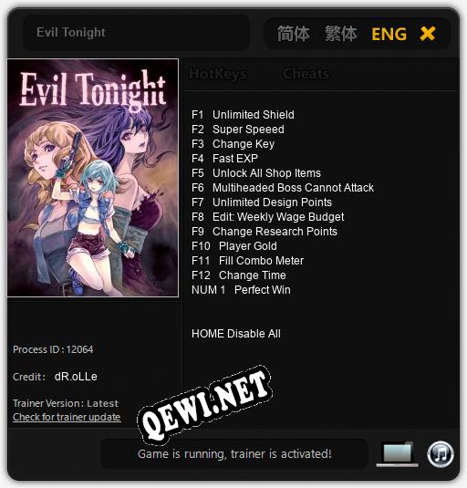 Evil Tonight: ТРЕЙНЕР И ЧИТЫ (V1.0.96)