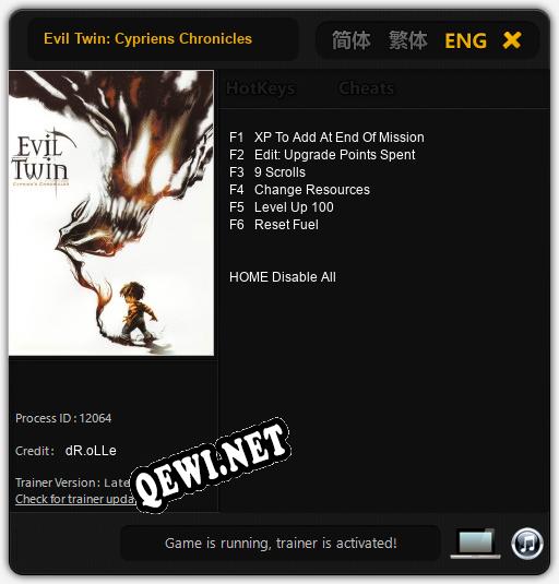 Evil Twin: Cypriens Chronicles: ТРЕЙНЕР И ЧИТЫ (V1.0.21)