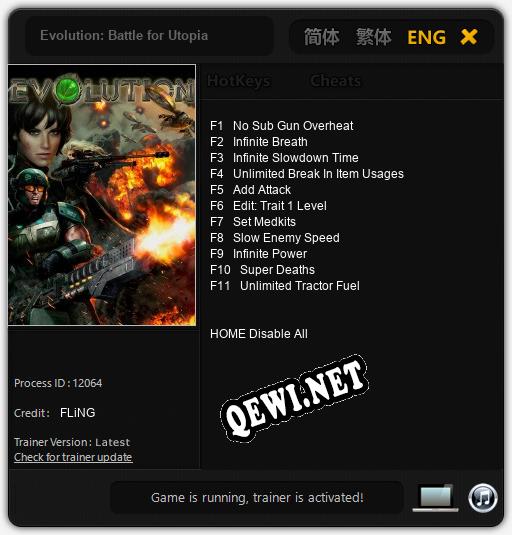Трейнер для Evolution: Battle for Utopia [v1.0.5]