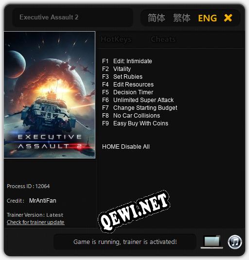 Executive Assault 2: Трейнер +9 [v1.1]
