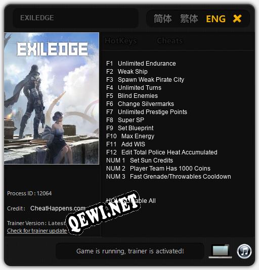 Трейнер для EXILEDGE [v1.0.4]