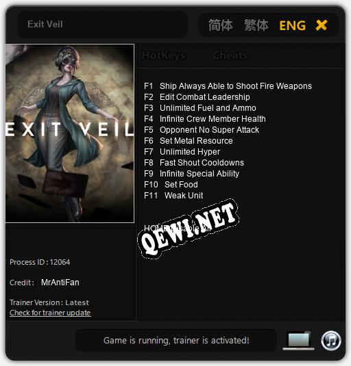 Exit Veil: ТРЕЙНЕР И ЧИТЫ (V1.0.89)