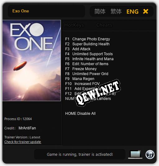 Exo One: Трейнер +13 [v1.6]