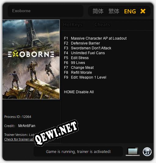 Exoborne: ТРЕЙНЕР И ЧИТЫ (V1.0.8)