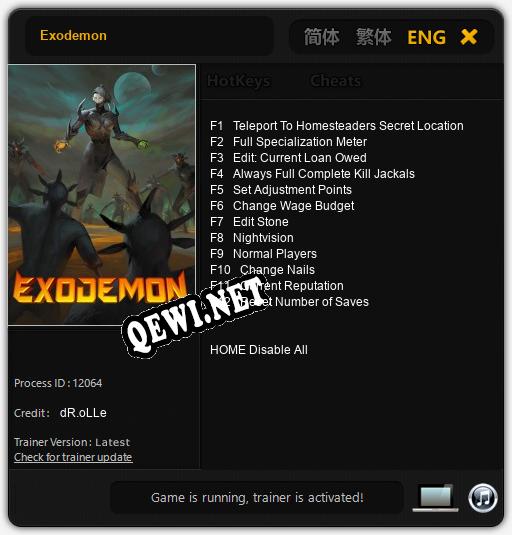 Exodemon: Читы, Трейнер +12 [dR.oLLe]