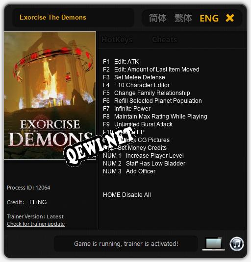 Exorcise The Demons: ТРЕЙНЕР И ЧИТЫ (V1.0.90)