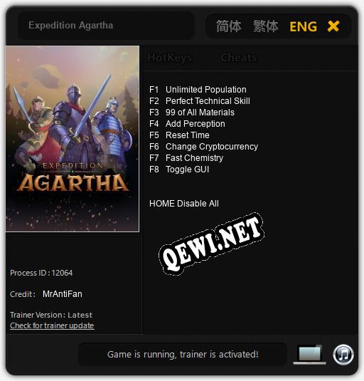Expedition Agartha: ТРЕЙНЕР И ЧИТЫ (V1.0.2)