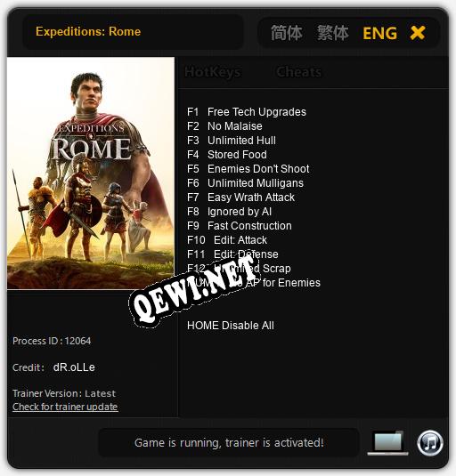 Трейнер для Expeditions: Rome [v1.0.5]