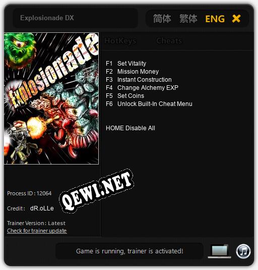 Explosionade DX: ТРЕЙНЕР И ЧИТЫ (V1.0.21)