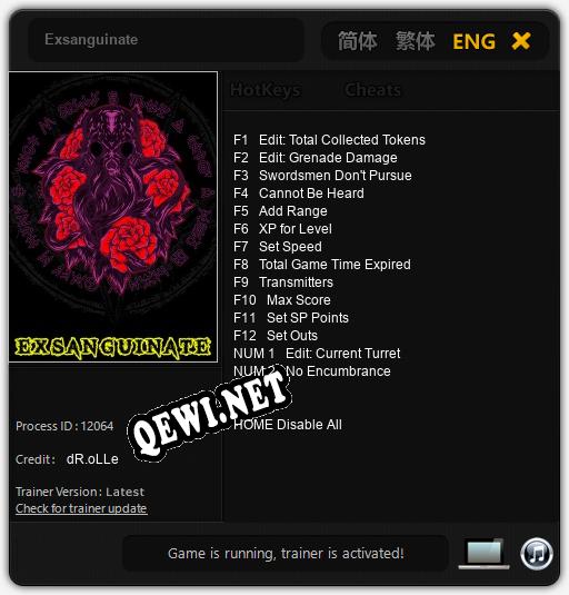 Exsanguinate: ТРЕЙНЕР И ЧИТЫ (V1.0.10)