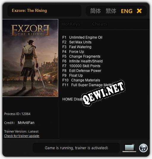 Exzore: The Rising: ТРЕЙНЕР И ЧИТЫ (V1.0.94)