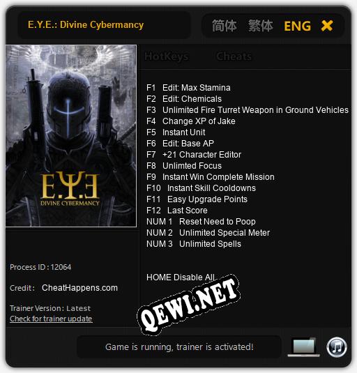 Трейнер для E.Y.E.: Divine Cybermancy [v1.0.5]