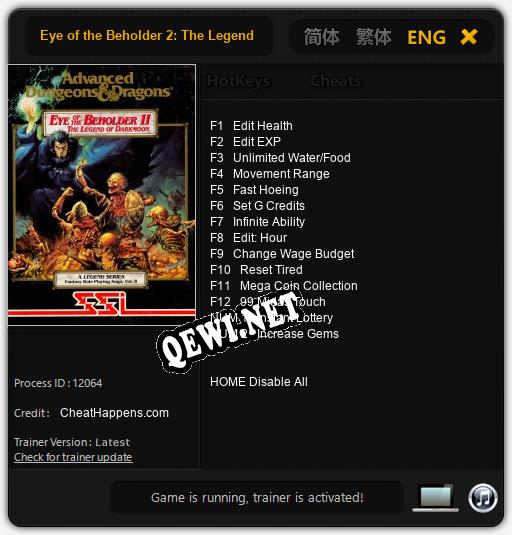 Eye of the Beholder 2: The Legend of Darkmoon: Трейнер +14 [v1.9]