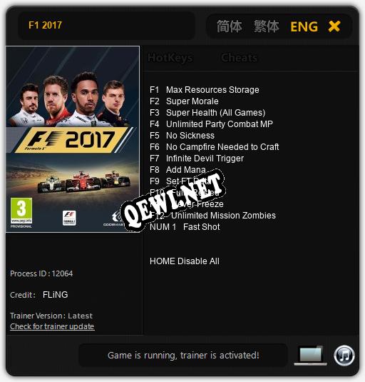 F1 2017: Трейнер +13 [v1.8]