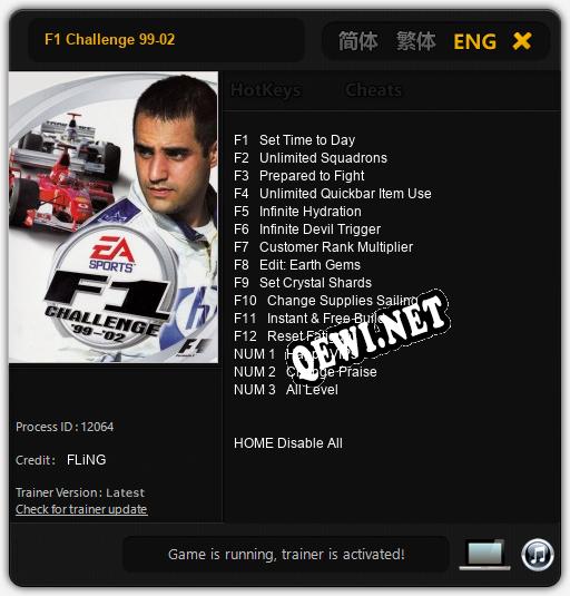 F1 Challenge 99-02: ТРЕЙНЕР И ЧИТЫ (V1.0.87)