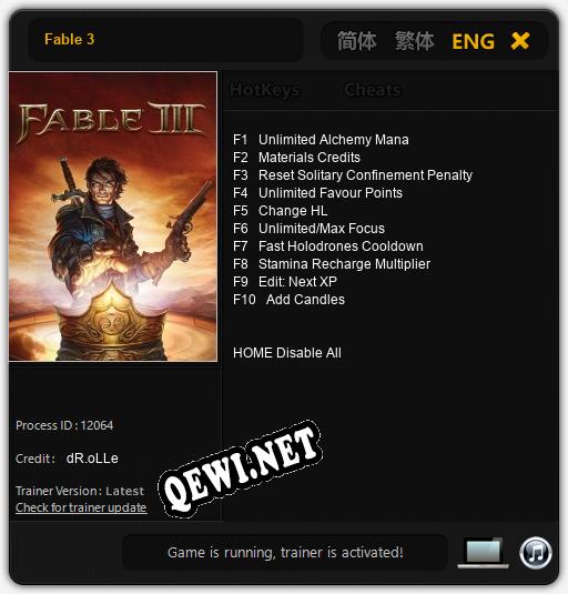 Fable 3: Читы, Трейнер +10 [dR.oLLe]