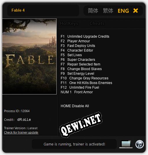 Fable 4: ТРЕЙНЕР И ЧИТЫ (V1.0.84)