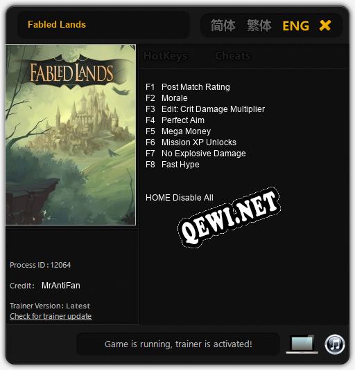 Трейнер для Fabled Lands [v1.0.9]