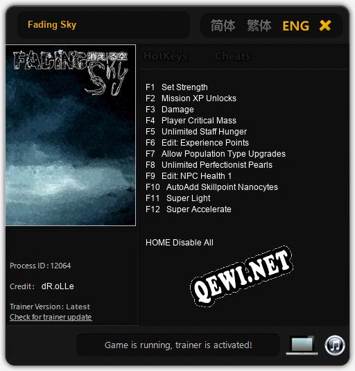 Fading Sky: ТРЕЙНЕР И ЧИТЫ (V1.0.48)