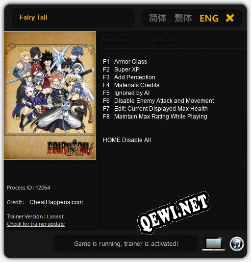 Трейнер для Fairy Tail [v1.0.3]