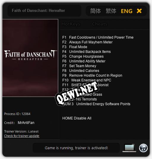 Трейнер для Faith of Danschant: Hereafter [v1.0.6]