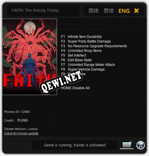 FAITH: The Unholy Trinity: Читы, Трейнер +9 [FLiNG]