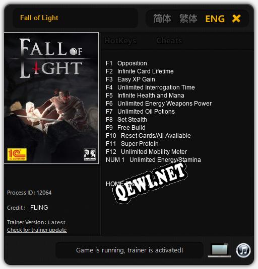 Трейнер для Fall of Light [v1.0.4]