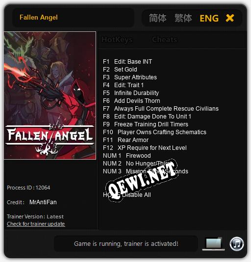 Fallen Angel: Трейнер +15 [v1.6]