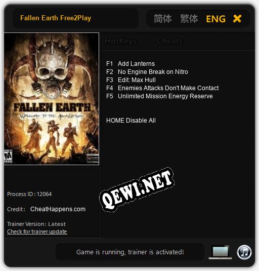 Трейнер для Fallen Earth Free2Play [v1.0.1]