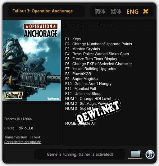 Трейнер для Fallout 3: Operation Anchorage [v1.0.6]