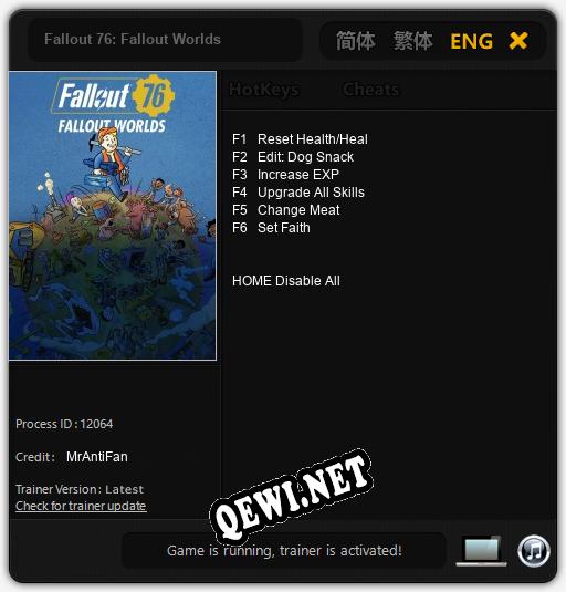 Трейнер для Fallout 76: Fallout Worlds [v1.0.3]