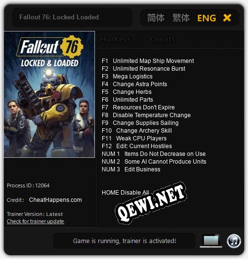 Fallout 76: Locked Loaded: ТРЕЙНЕР И ЧИТЫ (V1.0.46)