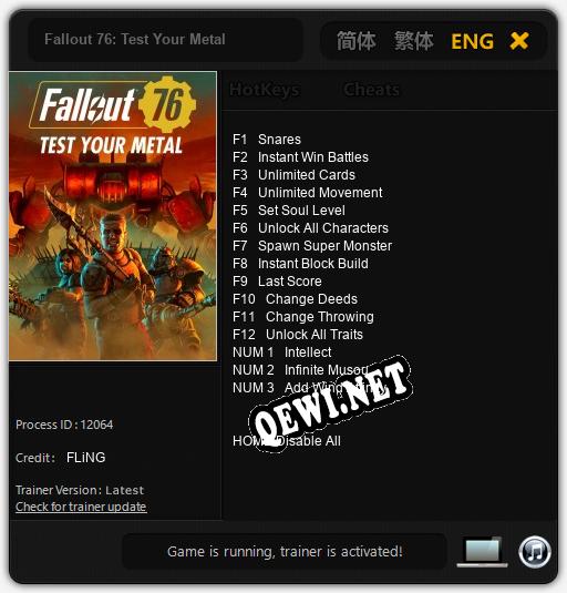 Fallout 76: Test Your Metal: Читы, Трейнер +15 [FLiNG]
