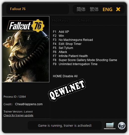 Трейнер для Fallout 76 [v1.0.6]