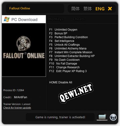 Fallout Online: Читы, Трейнер +12 [MrAntiFan]
