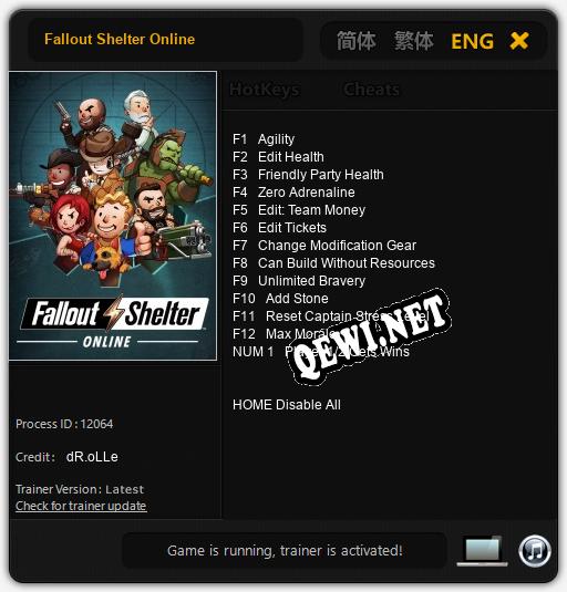 Трейнер для Fallout Shelter Online [v1.0.4]