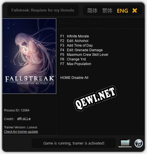 Fallstreak: Requiem for my Homeland: Трейнер +7 [v1.1]