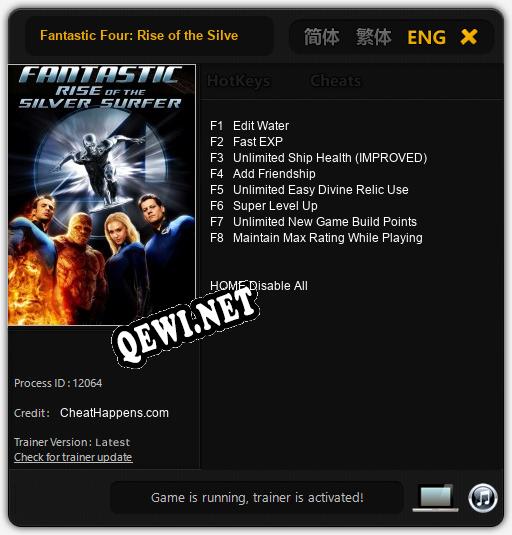Fantastic Four: Rise of the Silver Surfer: Читы, Трейнер +8 [CheatHappens.com]