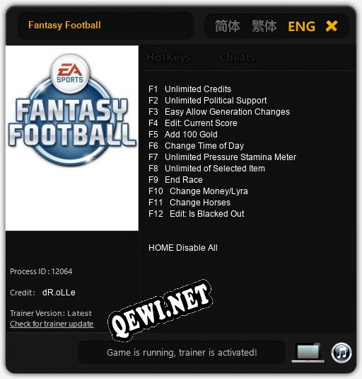 Трейнер для Fantasy Football [v1.0.3]