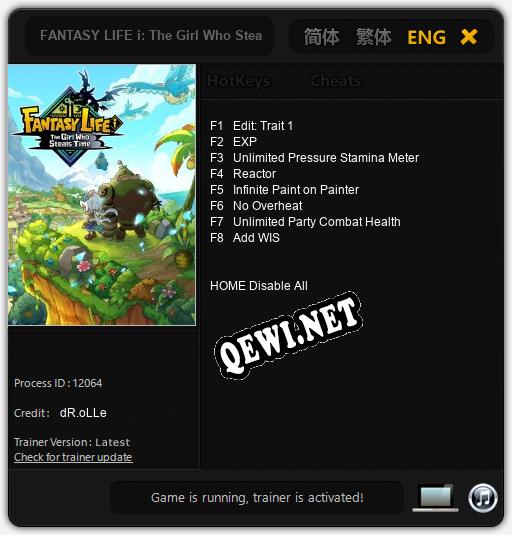 FANTASY LIFE i: The Girl Who Steals Time: ТРЕЙНЕР И ЧИТЫ (V1.0.5)
