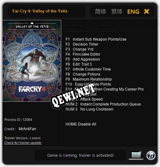 Far Cry 4: Valley of the Yetis: ТРЕЙНЕР И ЧИТЫ (V1.0.30)