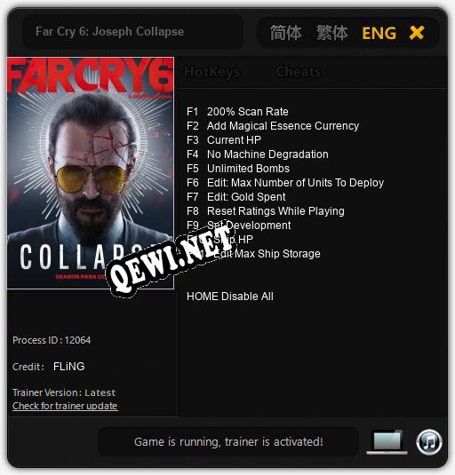 Far Cry 6: Joseph Collapse: ТРЕЙНЕР И ЧИТЫ (V1.0.87)