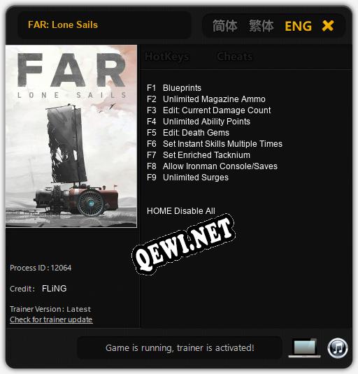 FAR: Lone Sails: Трейнер +9 [v1.7]