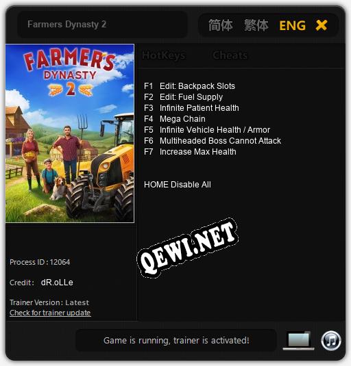 Трейнер для Farmers Dynasty 2 [v1.0.1]