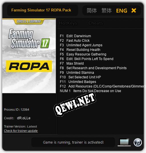 Трейнер для Farming Simulator 17 ROPA Pack [v1.0.4]