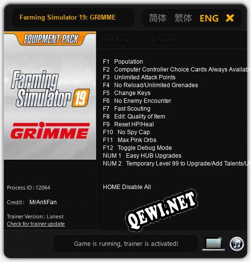 Farming Simulator 19: GRIMME: Трейнер +14 [v1.1]