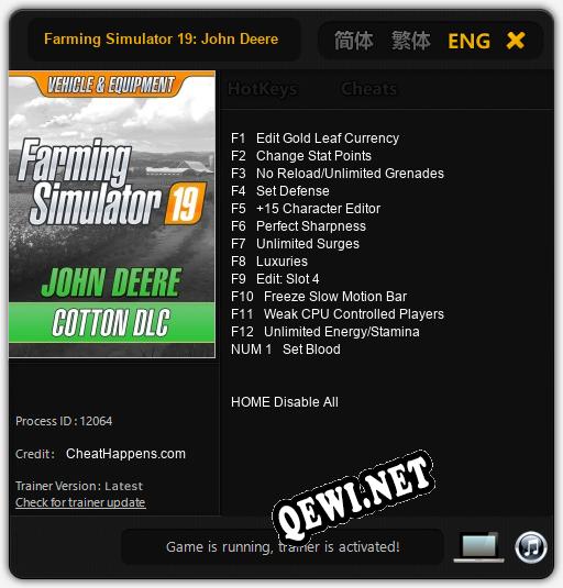 Farming Simulator 19: John Deere Cotton: Читы, Трейнер +13 [CheatHappens.com]